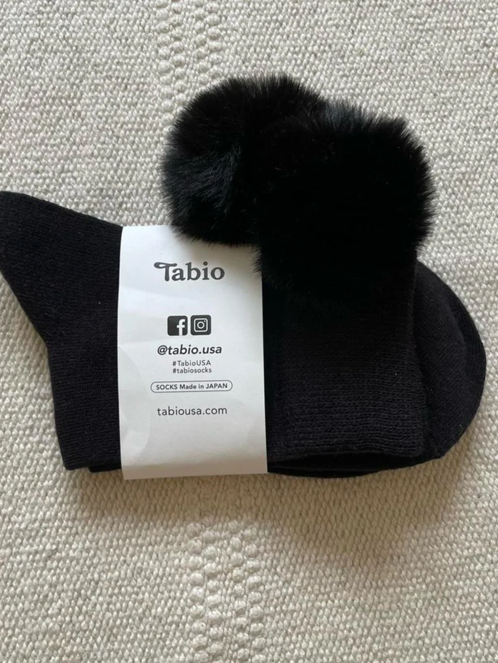 Tabio Womens Pom Pom Socks Wool Blend Fluffy M 90s Y2K Kawaii Japanese Made